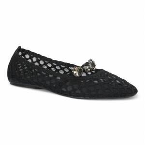 NEW LOVE RIO women's stones mesh ballet flats in black